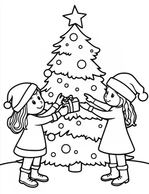 Decorating Christmas Tree Coloring Page Printable By Mindset Flow