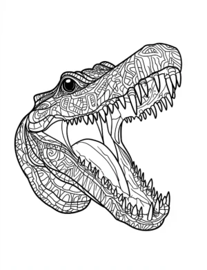 Decorative Crocodile Head With Geometric Pattern Coloring Page by Mindset Flow