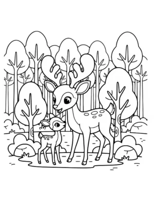 Deer and Fawn in the Forest Coloring Page by Mindset Flow