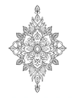 Delicate Diamond Shaped Floral Mandala Design Coloring Page by Mindset Flow