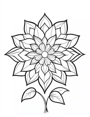 Delicate Floral Starburst Flower Coloring Page By Mindset Flow