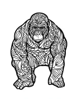 Delicate Gorilla Zentangle Mandala Outline Coloring Page by Mindset Flow