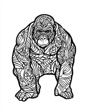 Delicate Gorilla Zentangle Mandala Outline Coloring Page by Mindset Flow