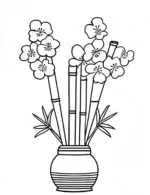 Delicate Kadomatsu In Vase Christmas Coloring Page by Mindset Flow