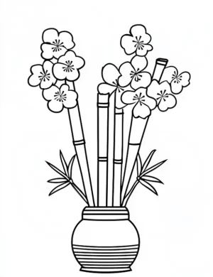 Delicate Kadomatsu In Vase Christmas Coloring Page by Mindset Flow