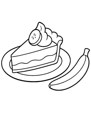 Delicious Banana Cream Pie Slice Coloring Page by Mindset Flow