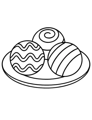 Delicious Chocolate Truffles on a Plate Coloring Page by Mindset Flow