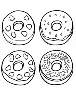 Delicious Donuts with Toppings Coloring Page by Mindset Flow