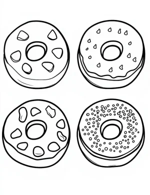Delicious Donuts with Toppings Coloring Page by Mindset Flow