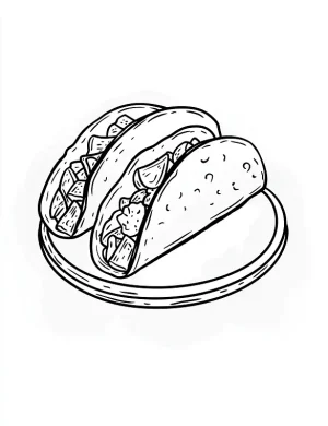 Delicious Tacos with Filling Coloring Page by Mindset Flow