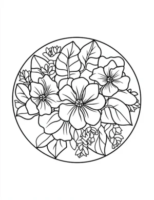 Delightful Circular Bouquet Flower Coloring Page By Mindset Flow