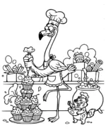 Delightful Flamingo Baking Stacked Cupcakes Coloring Page By Mindset Flow