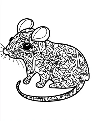 Delightful Mouse Zentangle Mandala Coloring Page by Mindset Flow