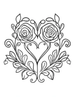 Delightful Symmetrical Heart with Flower Coloring Page By Mindset Flow