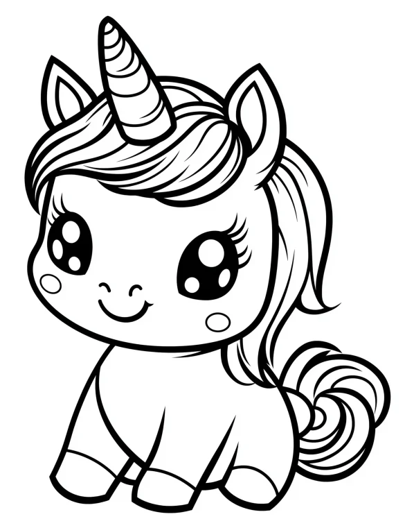 Delightful Unicorn with Spiral Tail Coloring Page