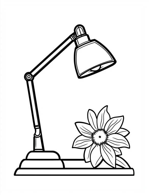 Desk Lamp with Daffodil Flower Base Coloring Page
