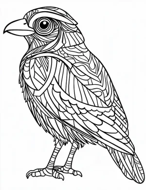 Detailed Bird Mandala with Intricate Feather Patterns Coloring Page by Mindset Flow