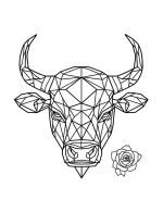 Detailed Bull Head with Rose Mandala Coloring Page by Mindset Flow