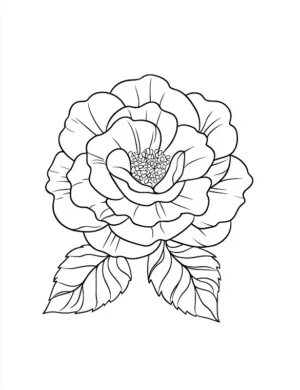 Detailed Classic Rose Bloom Flower Coloring Page by Mindset Flow