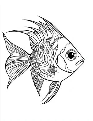 Detailed Fish Zentangle Mandala Outline Coloring Page by Mindset Flow