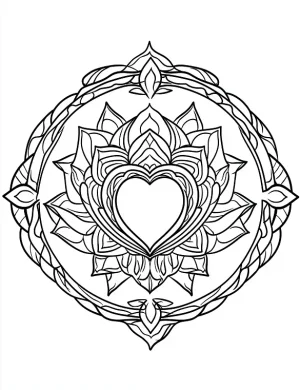Detailed Mandala Heart Design Symmetrical Floral Mandala For Coloring Page By Mindset Flow