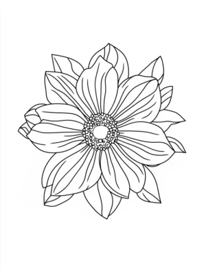 Detailed Multi Petal Floral Bloom Flower Coloring Page by Mindset Flow