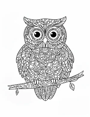 Detailed Owl Mandala Art Coloring Page by Mindset Flow