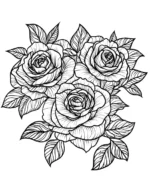 Detailed Roses with Petals Bouquet Coloring Page