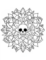 Detailed Skull with Floral Mandala Design Coloring Page by Mindset Flow