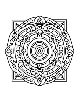 Detailed Symmetrical Floral Mandala Circle Pattern Coloring Page by Mindset Flow