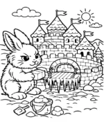 Determined Bunny Building Snow Castle Coloring Page By Mindset Flow