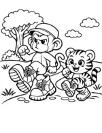 Determined Monkey Hiking Coloring Page By Mindset Flow