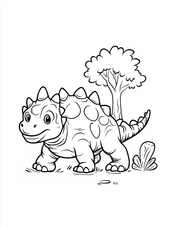 Dinosaur Ankylosaurus Coloring Page For Adults and Teens by Mindset Flow