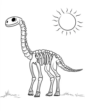 Dinosaur Fossil in Prehistoric Landscape Printable Coloring Page