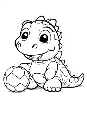 Dinosaur Playing Soccer Coloring Page