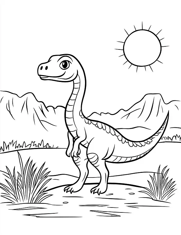 Dinosaur Prehistoric Animal Coloring Page For Adults and Teens by Mindset Flow