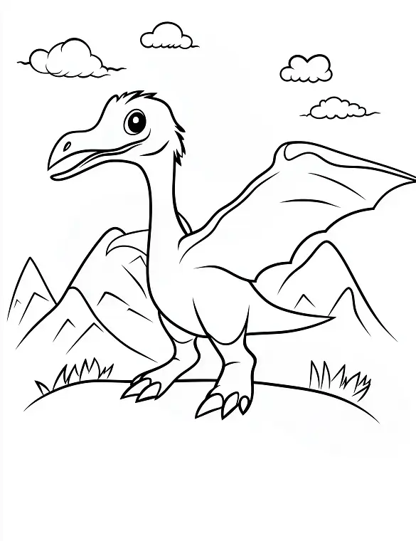 Dinosaur Pterosaurs Coloring Page For Adults and Teens by Mindset Flow