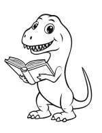 Dinosaur Reading a Book Coloring Page