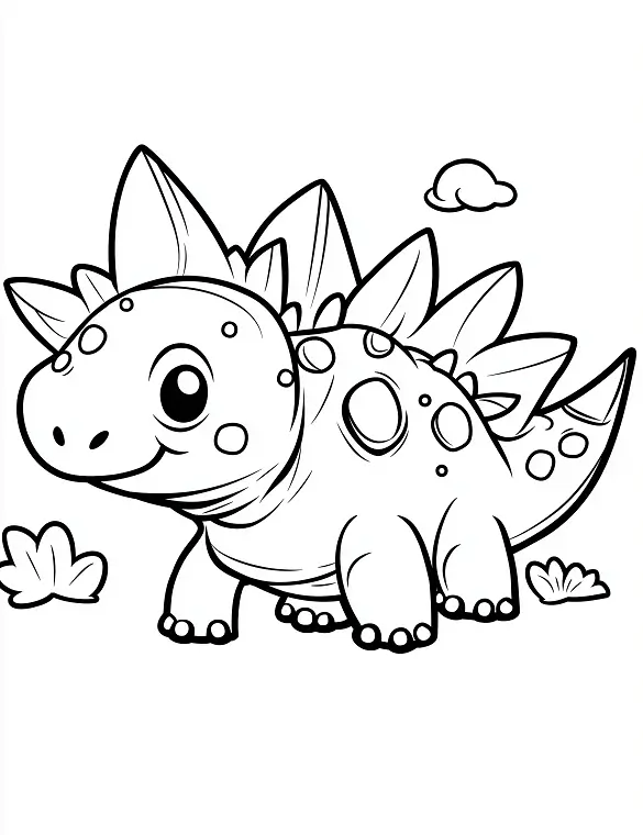 Dinosaur Stegosaurus Coloring Page For Adults and Teens by Mindset Flow