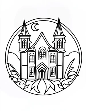 Dive into Haunted Houses And Spooky Scenes Coloring Page by Mindset Flow