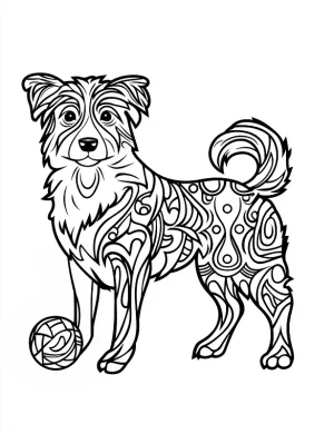 Dog Holding a Soccer Ball At Its Feet Coloring Page by Mindset Flow