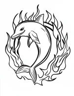 Dolphin Jumping Through Hoop of Fire Coloring Page by Mindset Flow
