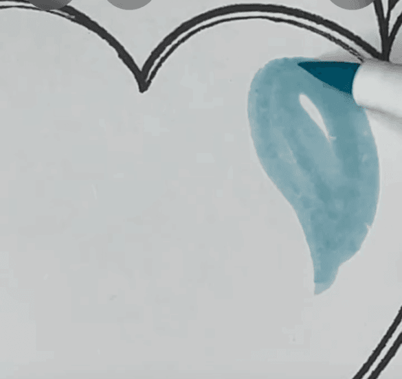 Double Hearts with Flowers Valentine Coloring Page-HowToVideo