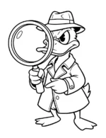 Duck with Oversized Magnifying Glass Coloring Page By Mindset Flow