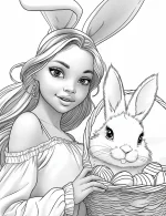 Easter Bunny And Festive Young Woman Adult Coloring Page By Mindset Flow