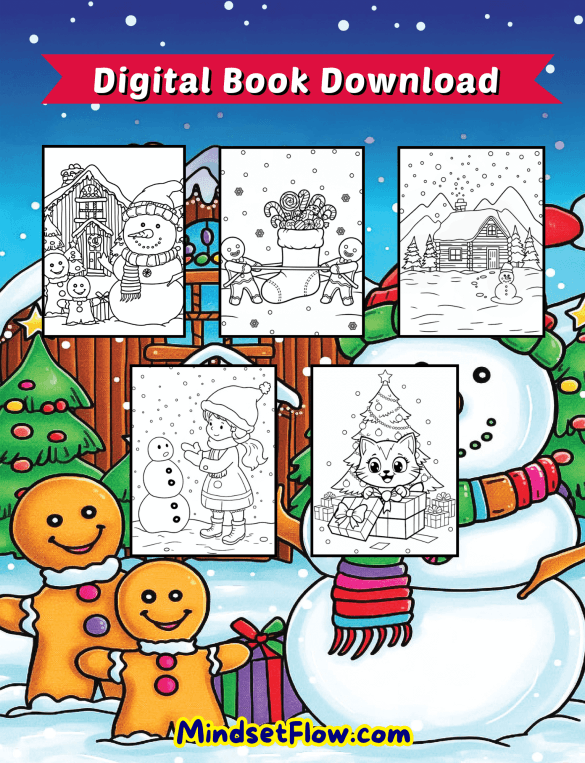 Easy And Merry Christmas Coloring Book Digital Printable Version by Mindset Flow Coloring Pages Included 5