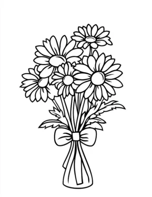 Easy Daisy Flower Bouquet In Vase Printable Flower Coloring Page By Mindset Flow