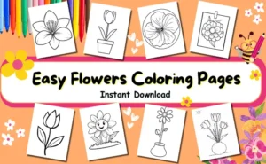 Easy Flowers Coloring Pages