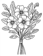 Easy Graceful Floral Bouquet With Twisting Stems Flower Coloring Page By Mindset Flow