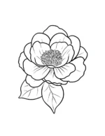 Elegant Blooming Peony Flower Coloring Page by Mindset Flow